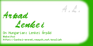 arpad lenkei business card